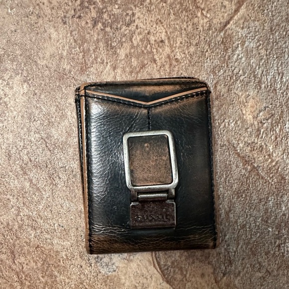 Fossil Other - SOLD-Fossil Brand Money Clip Wallet for Belt Men’s One Size Brown Leather Silver
